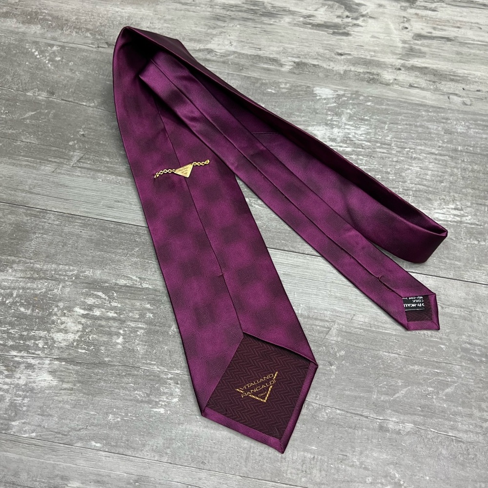 Vitaliano Pancaldi Purple Abstract Pattern Silk Tie - Picture 2 of 6